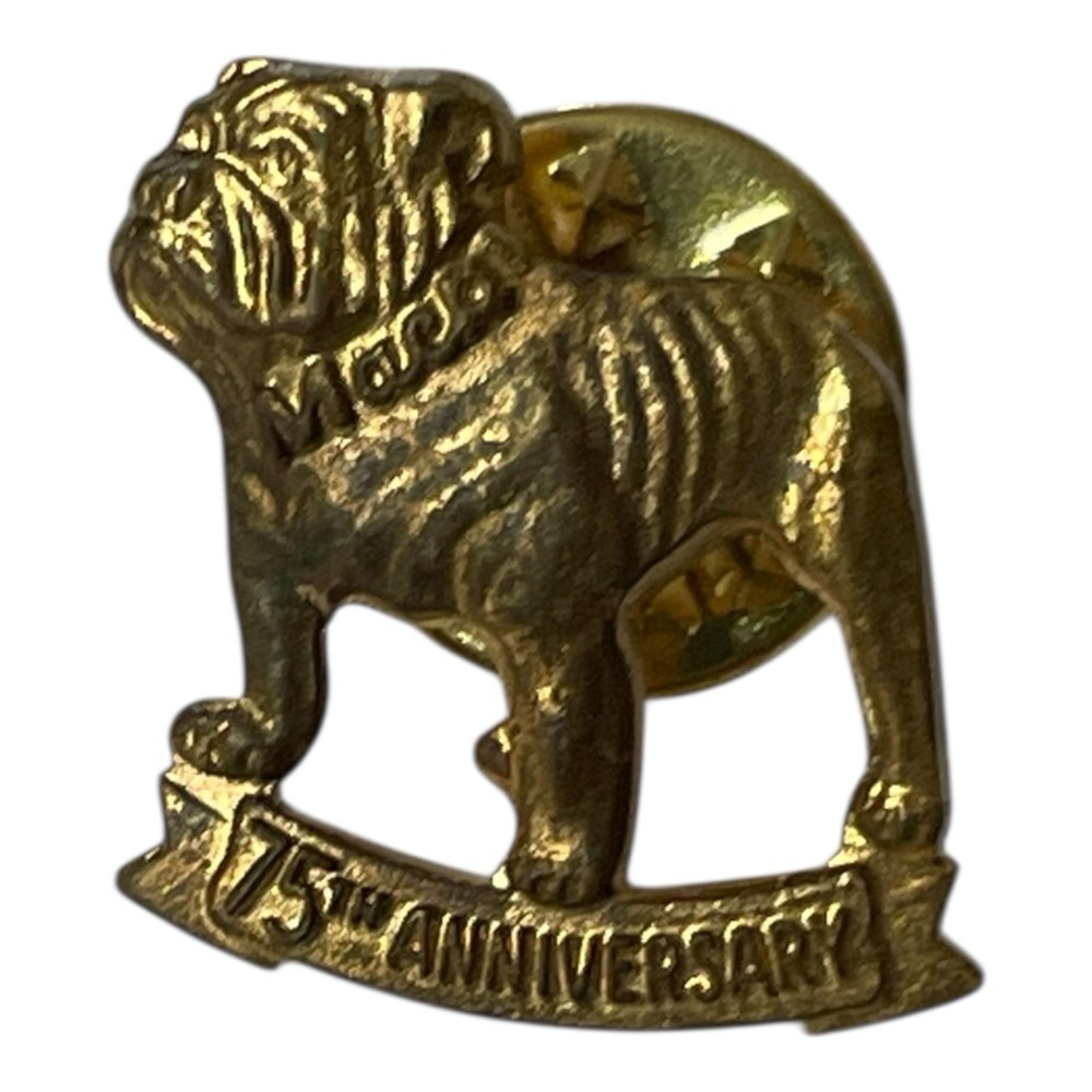 Mack Trucks Bulldog 75th Anniversary Gold Tone Pinback Lapel Hat Pin‎